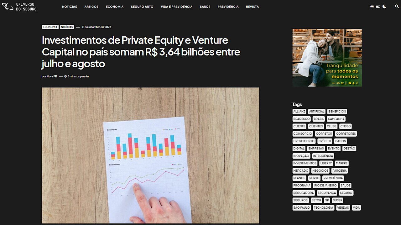 Investimentos de Private Equity e Venture Capital no pas somam R$ 3,64 bilhes entre julho e agosto